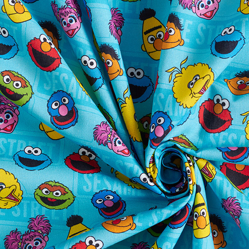 Katoenpopeline Licentiestof Sesamstraat | Sesame Workshop – turkoois,  image number 3