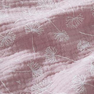Mousseline/dubbel gehaakte stoffen Paardenbloemen – roze/wit, 