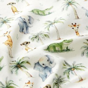 Katoenjersey Baby jungledieren Digitaal printen – ecru, 