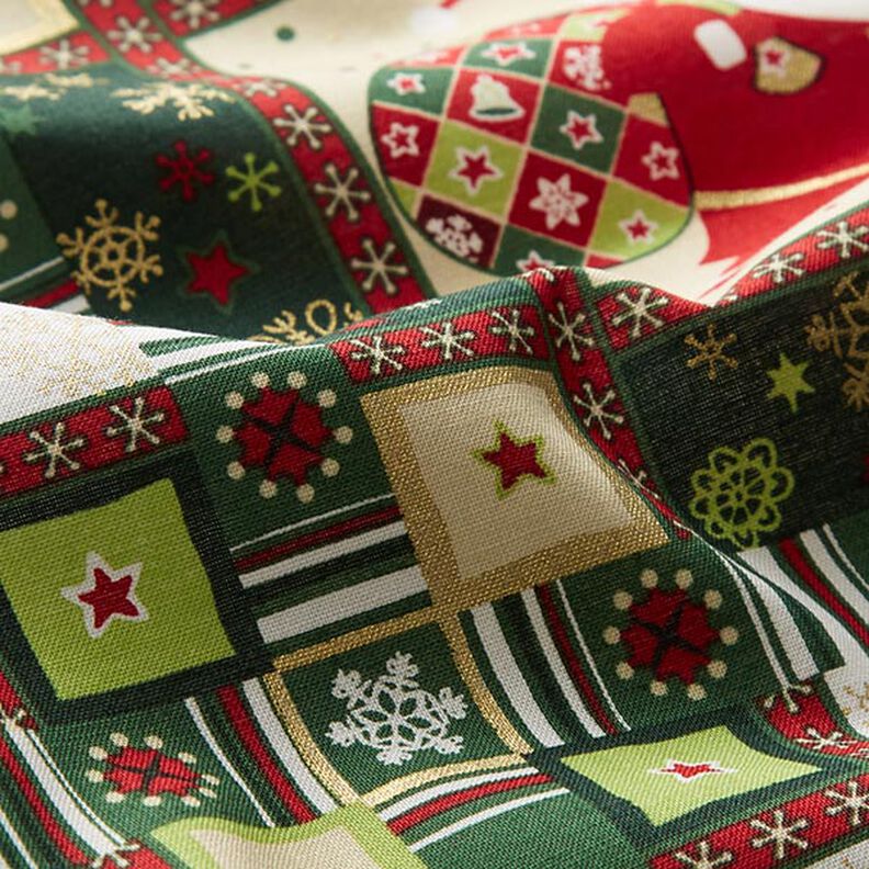 Katoenen stof popeline kleurrijke kerst – groen,  image number 2