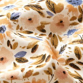 Katoenpopeline bloemenzee – cashew/wit | Stofrestant 70cm, 