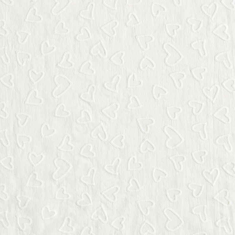 Batist Geborduurde hartjes | Poppy Fabrics – ivoor,  image number 1