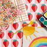 Gecoate katoen aardbeien ruitjes – roos/rood,  thumbnail number 6