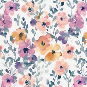 GOTS Katoenjersey Aquarel bloemenweide Digitaal printen – ivoor, 