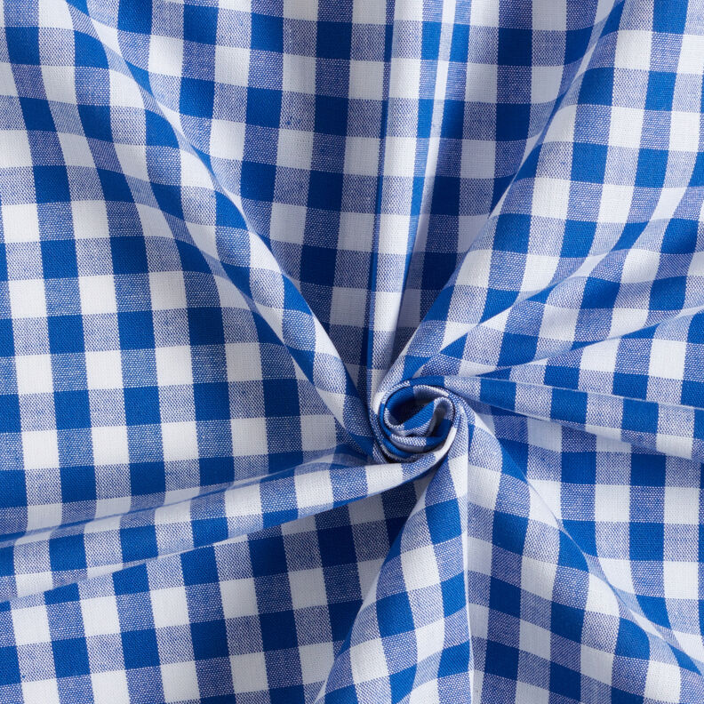 Katoenen stof Vichy ruit 1 cm – koningsblauw/wit,  image number 3