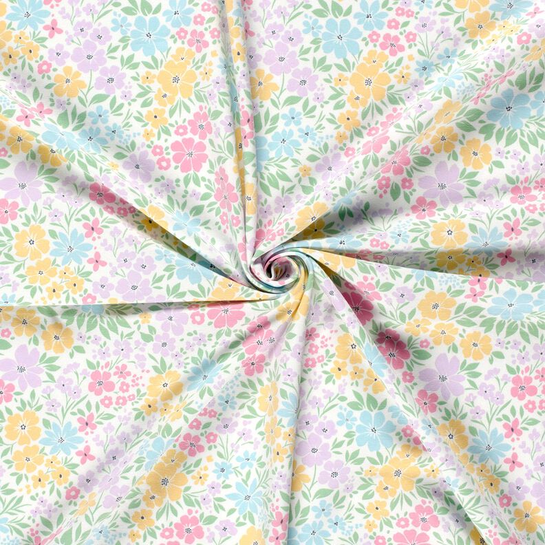 Katoenjersey Delicate bloemenweide – ivoor/pastellila,  image number 3