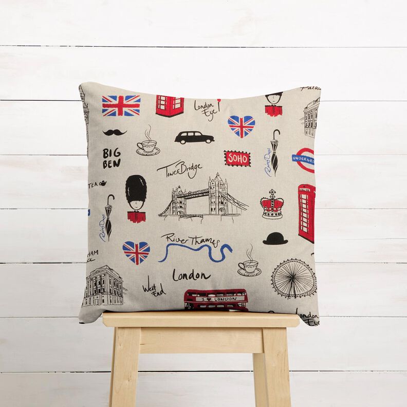 Decostof Half panama Londen – natuur/rood,  image number 9