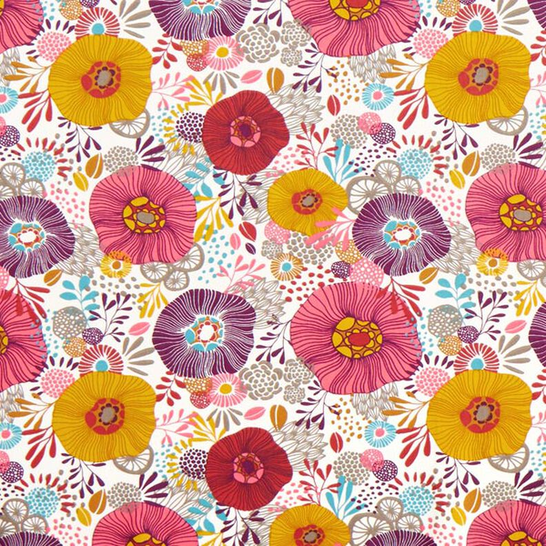 Katoenen stof cretonne Bloemen – rood, image number 1