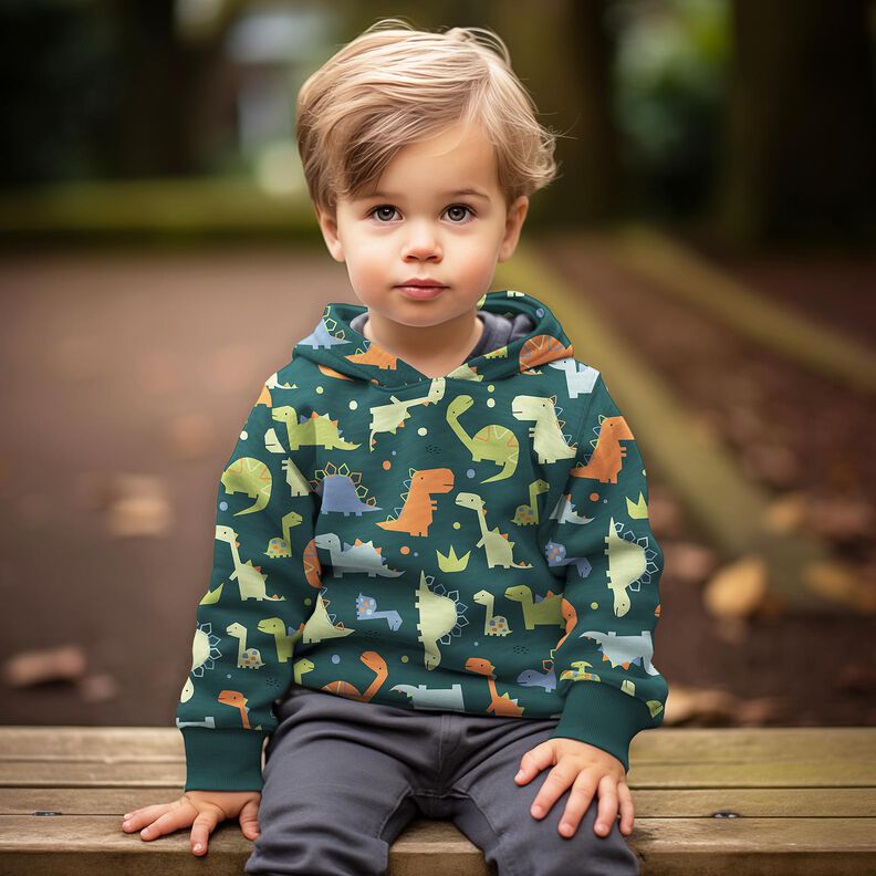 Sommersweat Dino's | Poppy Fabrics – blauwe spar/lichtgroen,  image number 5