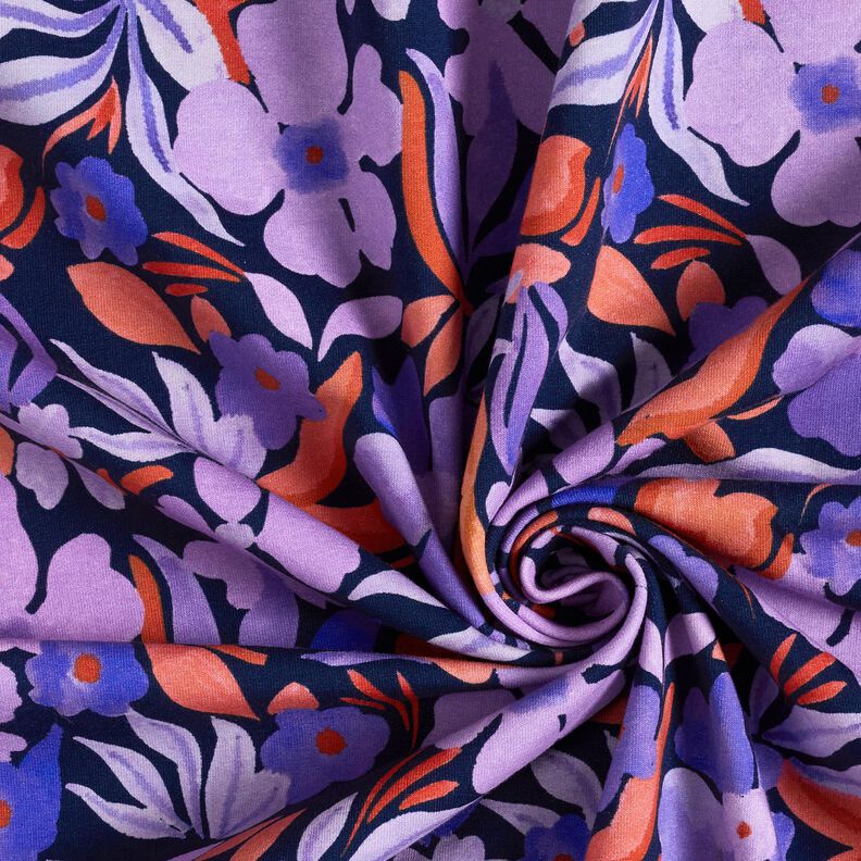 Softsweat bloemen digitale print – nachtblauw/lila,  image number 3
