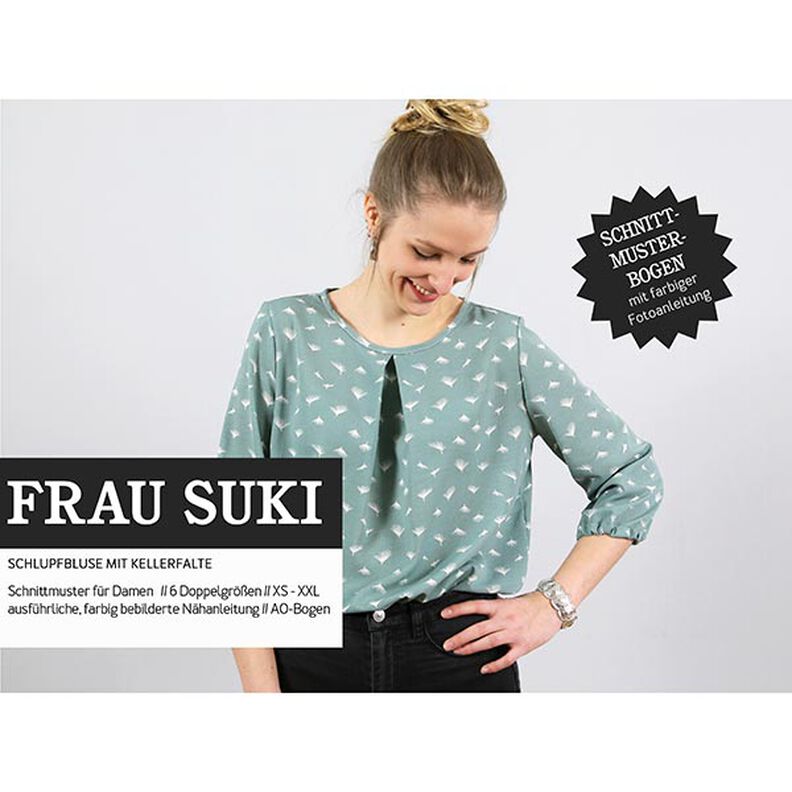 FRAU SUKI - Instapblouse met plooien, Studio Schnittreif | XS - XXL,  image number 1