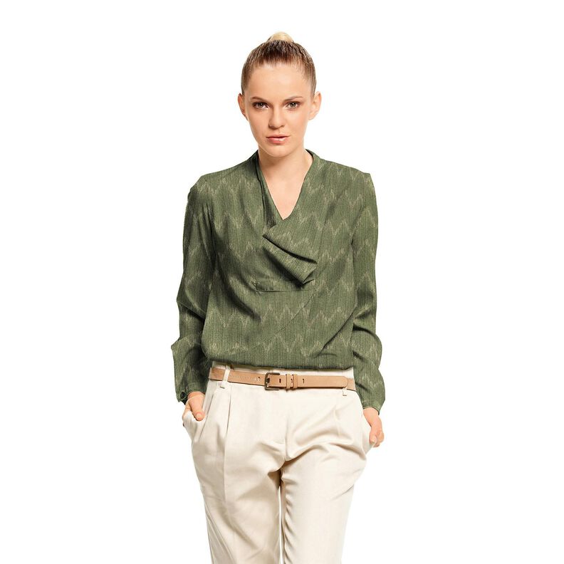 Fijngebreid Gouden zigzag – kaki/goud metallic,  image number 5