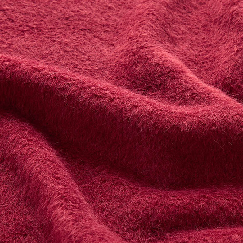 Pluizig gebreide mantelstof effen – donkerrood,  image number 2