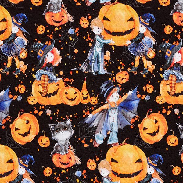Katoenjersey Halloween Digitaal printen – zwart, image number 1