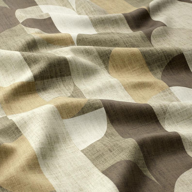 Verduisteringsstof abstracte bogen – kaki/licht taupe, image number 2