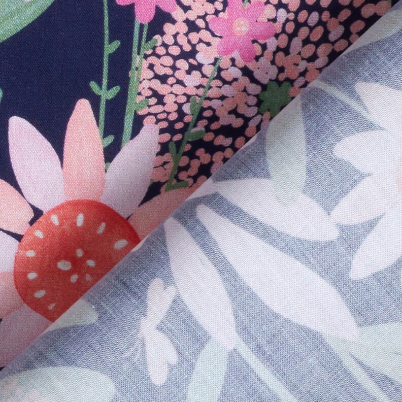 Katoenpopeline grote weidebloemen Digitaal printen | Poppy Fabrics – nachtblauw,  image number 4