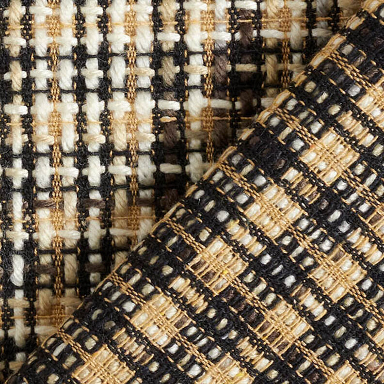 Mantelstof geruit wolmix – beige/zwart,  image number 4