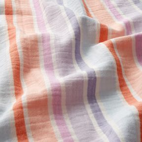 Mousseline/dubbel gehaakte stoffen garengeverfde strepen | Poppy Fabrics – ecru/kleurenmix, 