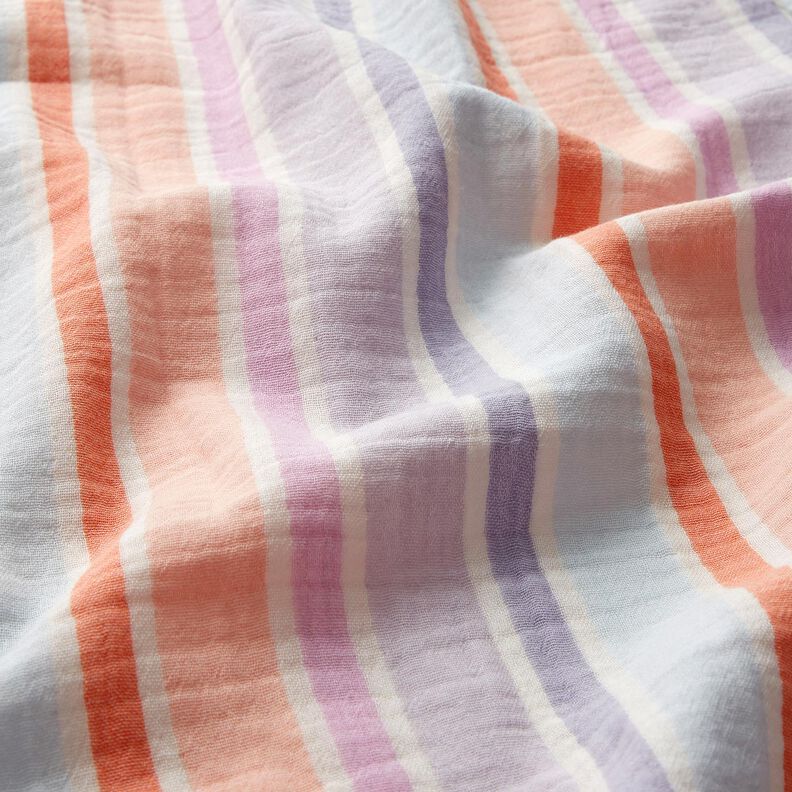 Mousseline/dubbel gehaakte stoffen garengeverfde strepen | Poppy Fabrics – ecru/kleurenmix,  image number 2