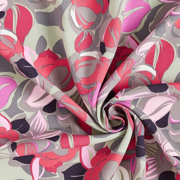 Lichte viscosestof zomerbloemen – pastelgroen, image number 3