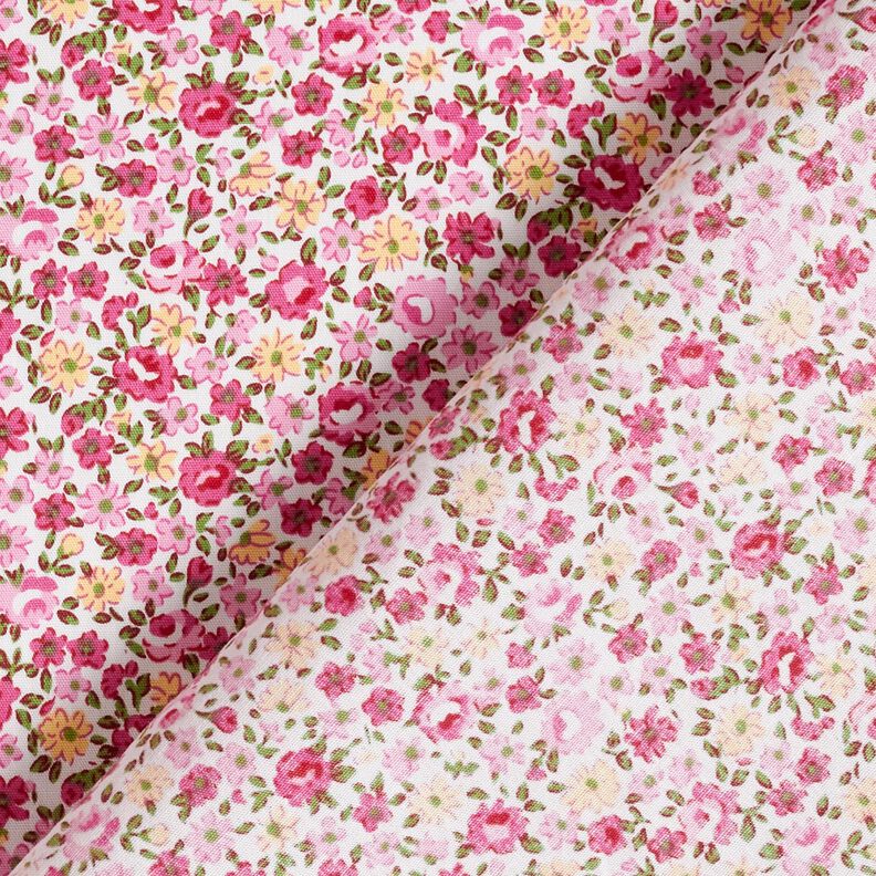 Katoenpopeline Millefleurs – wit/roze,  image number 4