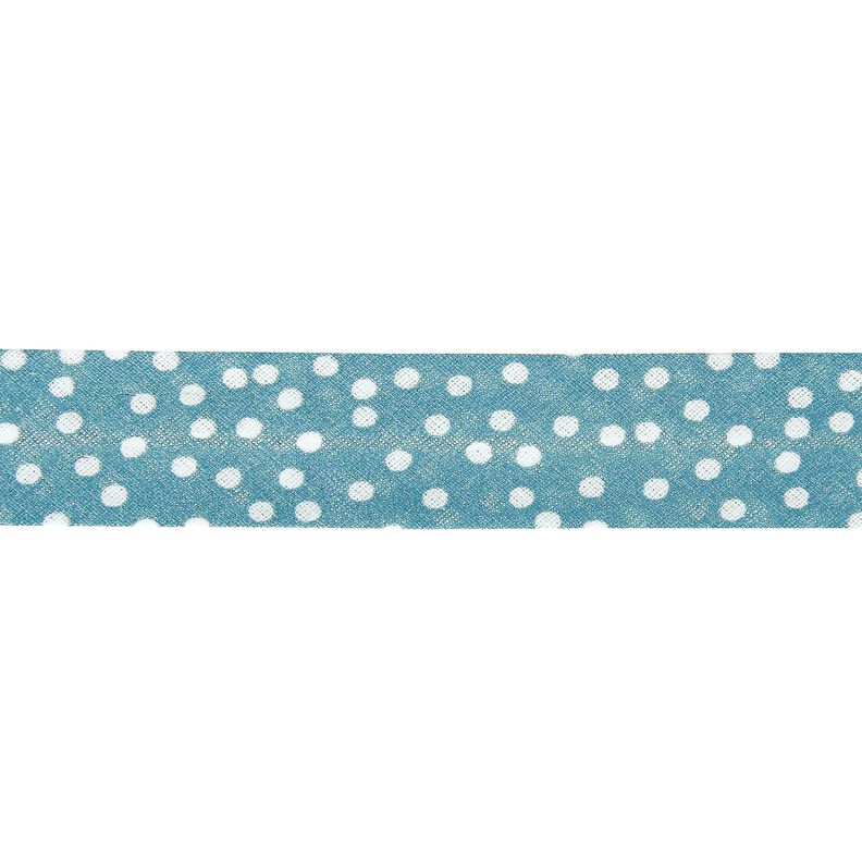 Biasband verspreide stippen [20 mm] – turkoois,  image number 1