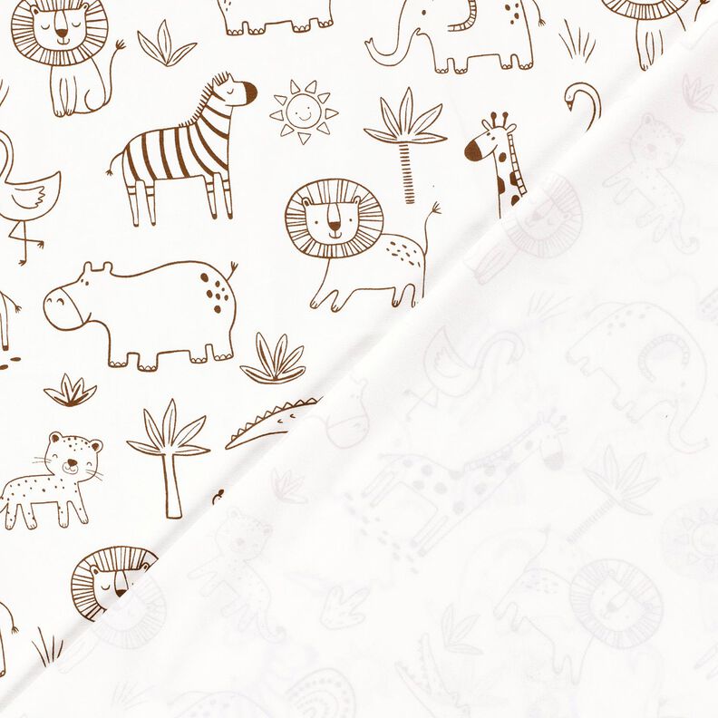 Katoenjersey getekende jungledieren – ivoor/chocolade,  image number 4