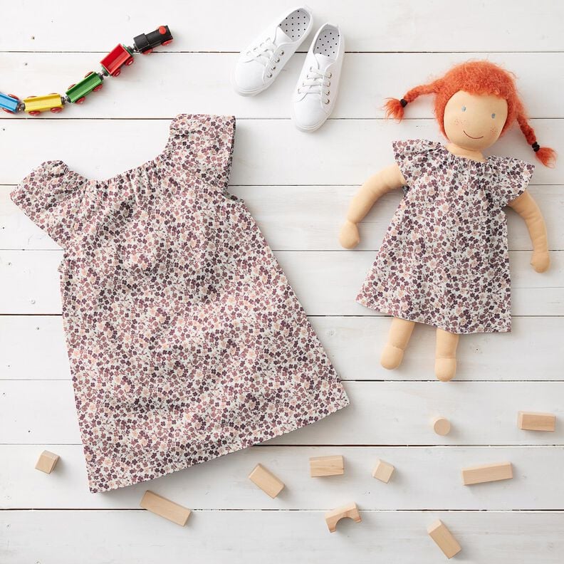 Katoenjersey Bloemenzee &ndash; wit/lila,  image number 6