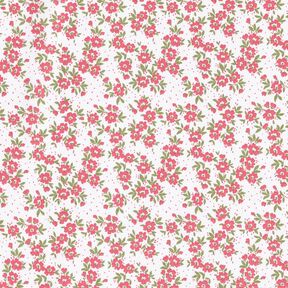 Katoenpopeline Bloemenzee – rood/wit, 
