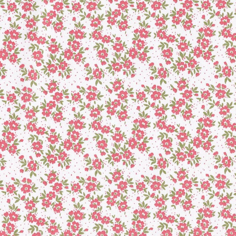 Katoenpopeline Bloemenzee – rood/wit, image number 1
