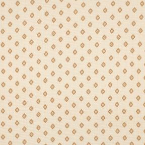 GOTS Mousseline/dubbel gehaakte stoffen Boho ruitpatroon  | Poppy Fabrics – creme/kaneel, 