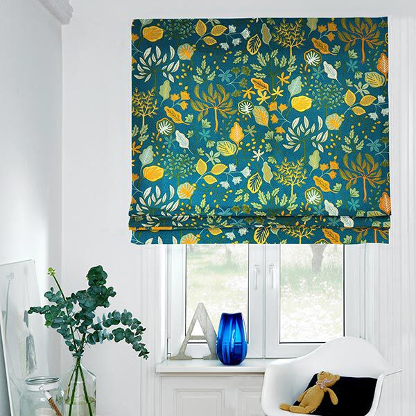 Decostof Half panama Gebladertekunst – oceaanblauw, image number 7