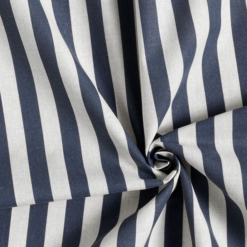 Katoenen stof Cretonne maritieme streep – zwart blauw/licht taupe, image number 3