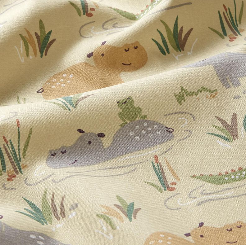Katoenpopeline badplezier van de jungledieren – pastelgroen,  image number 2