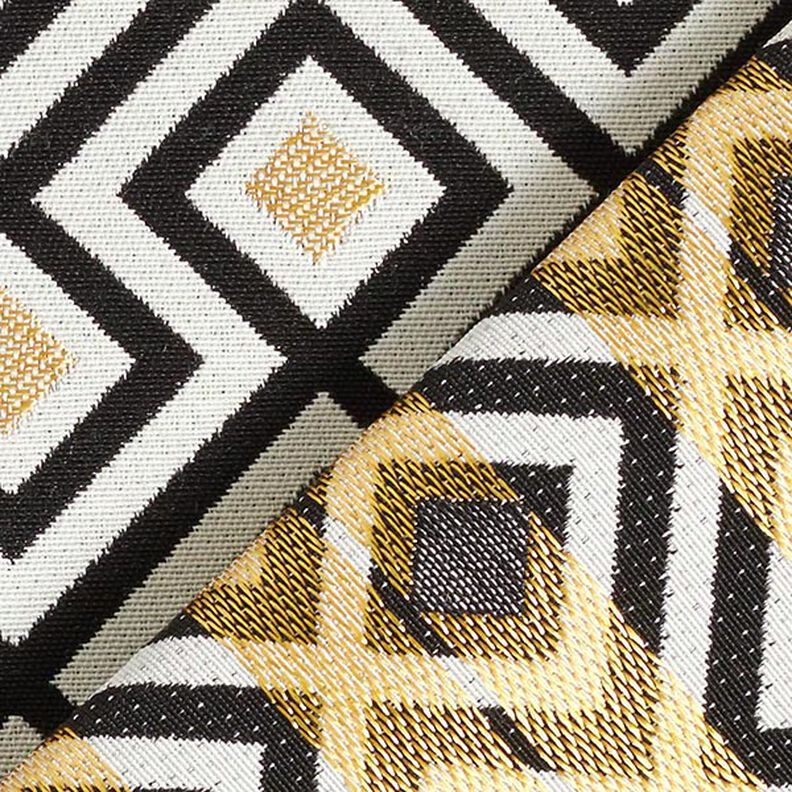 Decostof Jacquard Art deco ruiten – ecru/goud,  image number 4