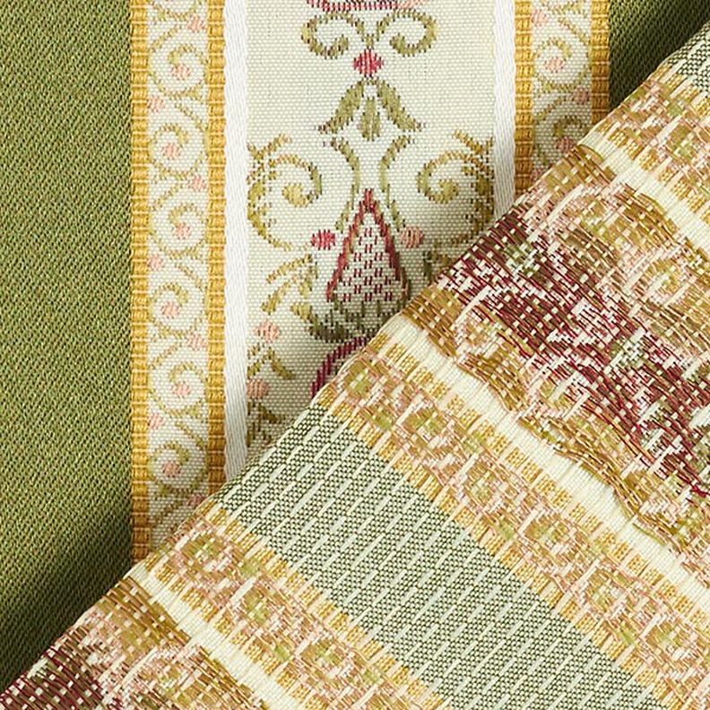Meubelstof jacquard Biedermeier strepen – creme/olijf,  image number 3