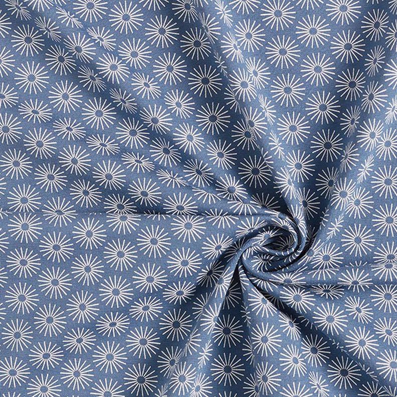 Katoenjersey bloemen laten schijnen – jeansblauw,  image number 3