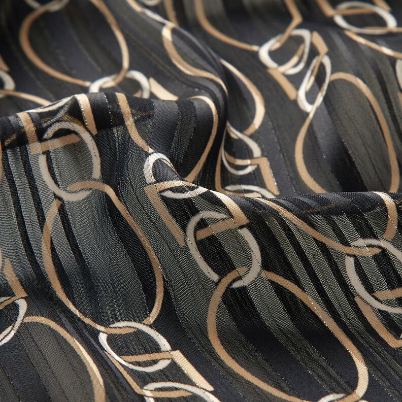 Chiffon glitter krijtstreep schakels – zwart/wit,  image number 2