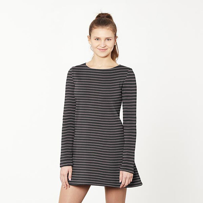 Jacquard jersey strepen – mauvegrijs/anthraciet, image number 5