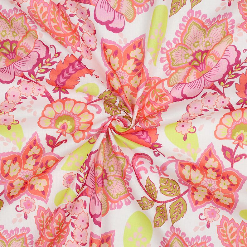 Katoen voile Stella | Nerida Hansen – wit/koraal,  image number 3
