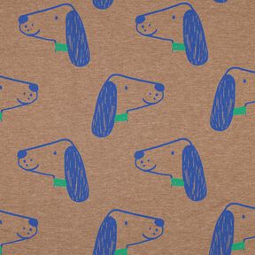 Katoenjersey Honden | Poppy Fabrics – lichtbruin/koningsblauw, 
