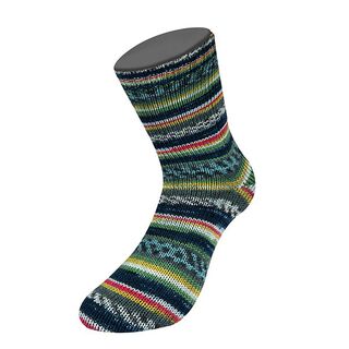 LANDLUST Sockenwolle „Bunte Bänder“, 100g | Lana Grossa – grijs/koraal, 