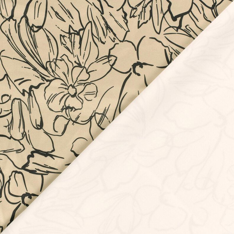 Schetsen van bloemen van rekbaar velours – zand/zwart, image number 4