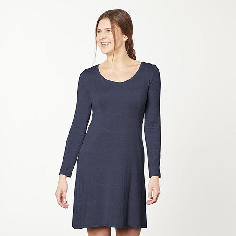Bamboe Viscosejersey Effen – marineblauw,  image number 7