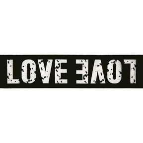 Elastische band LOVE [ Breedte: 40 mm ] – zwart/zilver, 