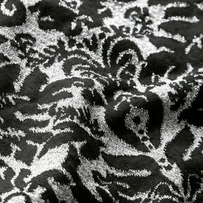 Jacquard jersey ornamenten – zilver metallic/zwart, 