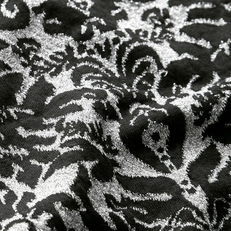 Jacquard jersey ornamenten – zilver metallic/zwart,  image number 2