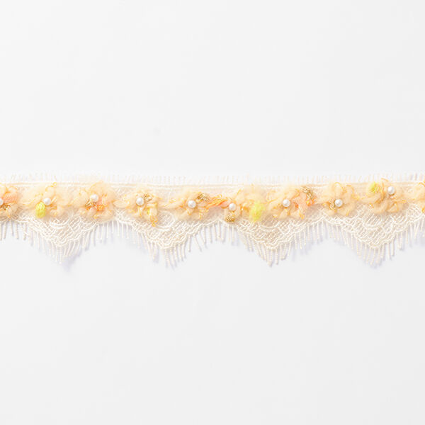 Kanten band Tule bloemen [30 mm] – perzik,  image number 2