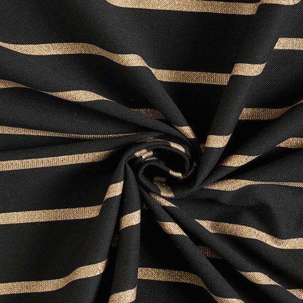 Katoenen stretch glitterstrepen – zwart/goud, image number 4