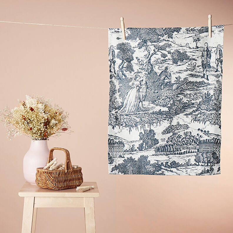 Decostof half panama Toile de Jour – marineblauw/ecru,  image number 6